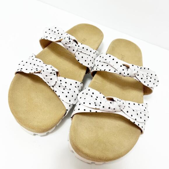 JACK ROGERS ROSE DOUBLE KNOT LEATHER WHITE BLACK WOMEN SANDALS SIZE 9.5 - Picture 4 of 5